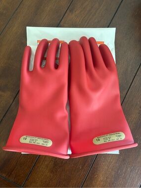 Authentic Marigold Industrial Red Rubber Safety Gloves - Size 10